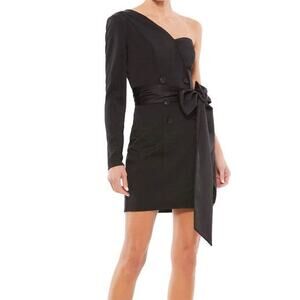 Ieena for MacDuggal dress black Asymmetric short suit minidress